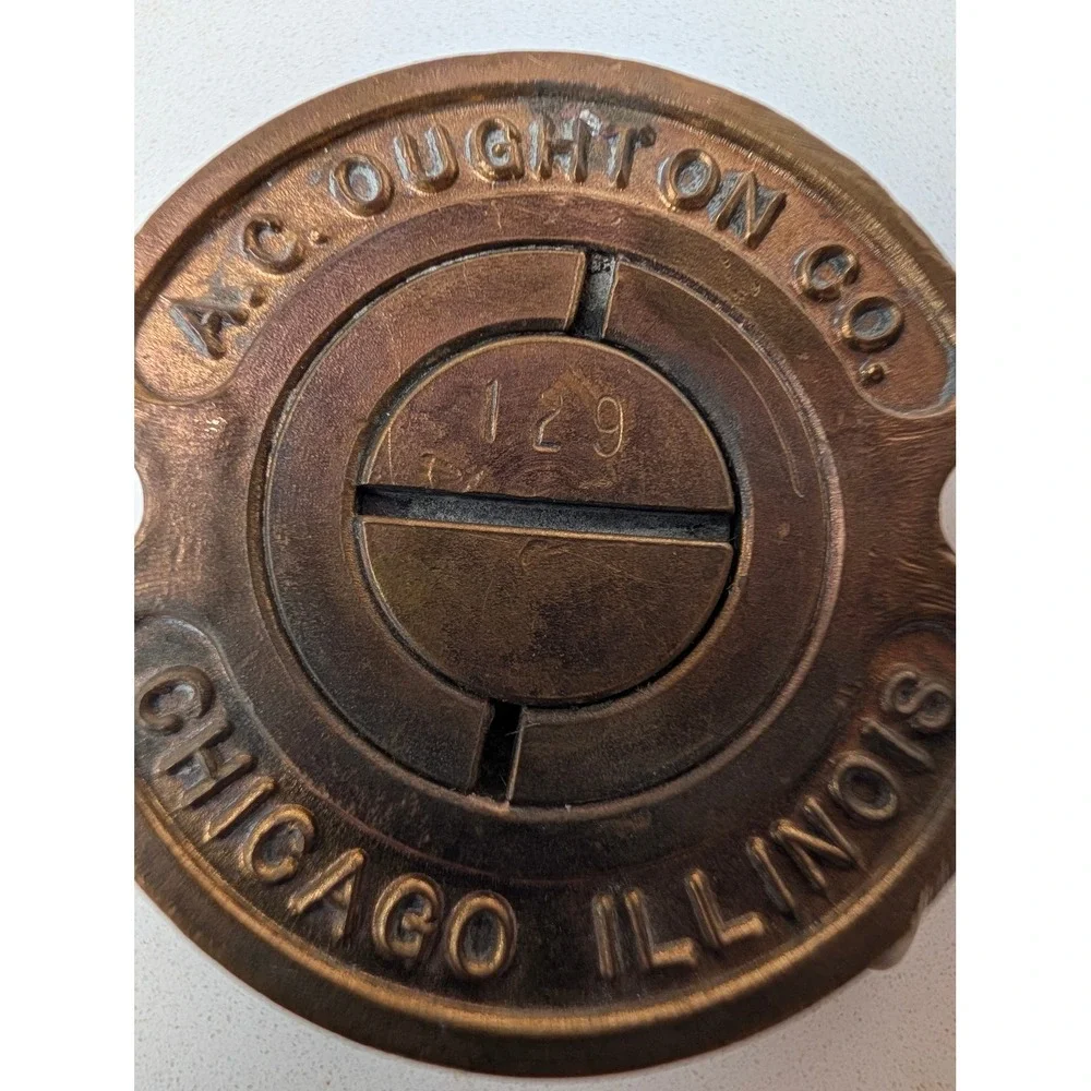 Vintage Brass AC Oughton Chicago Sprinkler Custom Belt Buckle No 129 Steampunk